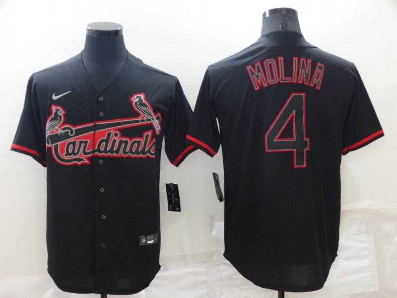 Men's St. Louis Cardinals Yadier Molina #4 Black Baseball Jersey